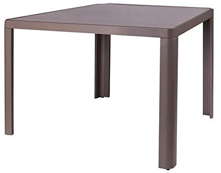 LOLAhome Mesa de jardín de Comedor de Cristal y Aluminio marrón de 75x90x90 cm