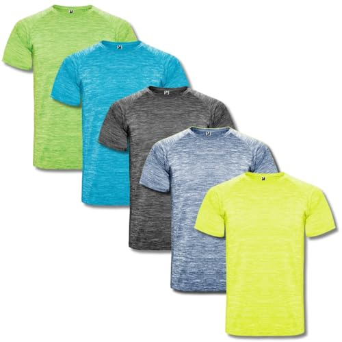 Roly Austin Funktionsshirts, kurzärmlig, Unisex, atmungsaktiv, technischer Stoff, Fitness, Laufen, Crossfit, Padel, 5 Stück