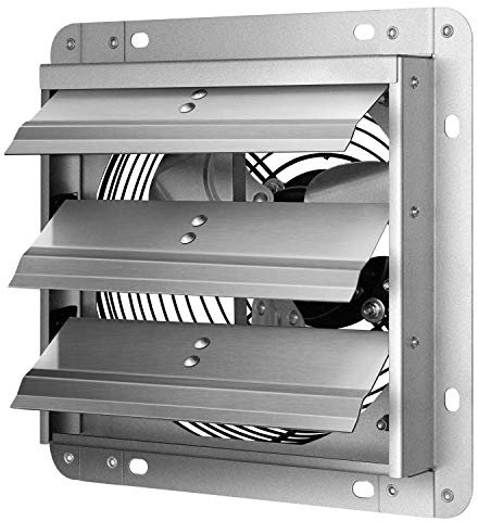 iPower 7 Inch Wall Mounted Shutter Exhaust Fan, Aluminum, 1600 RPM, 760 CFM, for Attic, Garage, Louvered Vent, Plant, Greenhouse, Silver