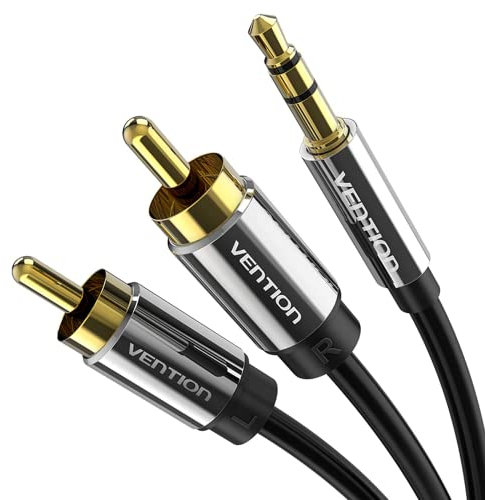 Vention Câble RCA Jack Audio Cordon Jack 3.5mm vers 2 RCA Mâle Y Auxiliaire Audio Stéréo Câble, Compatible avec Autoradio, Home Cinéma, Haut-parleur, TV, Stéréo, Amplificateur, PC, Smartphone (3M)