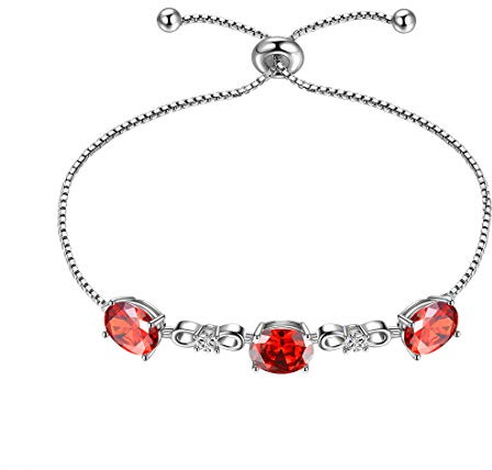 Aurora Tears January Birthstone Adjustable Bracelets 925 Sterling Sliver Birthstone Bracelet Charm Birth Stone Jewelry Gifts for Women and Girls DB0112J