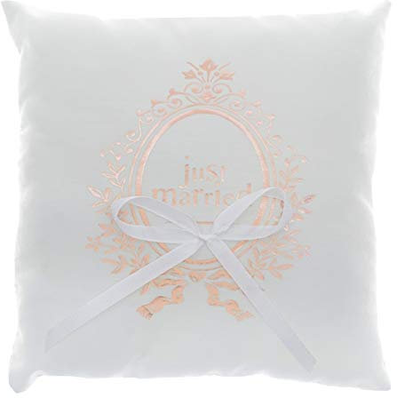 Santex Kissen Just Married Rose Gold - Baumwolle & Polyester - 18 x 18 cm - Hochzeitsringkissen