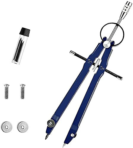 WANTOUTH Compas Menuisier, Compas Professionnel, Kit de Compas de Mesure en Metal, Compas Scolaire de Précision avec Mécanisme de Verrouillage, Coffret Compas Pour Menuisier, Elèves, Dessin (Bleu)
