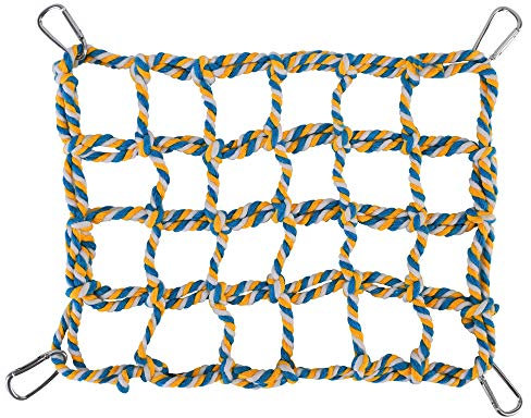 YIHIHI Pet Climbing Rope Net, Bird Climbing Rope Ladder, Sturdy Rope Bridge, Ferret Cotton Rope Net, Rat Hanging Bed Hammock Swing Ladder, Eco-Friendly 100% Organic Cotton Small Animal Habitat Decor.