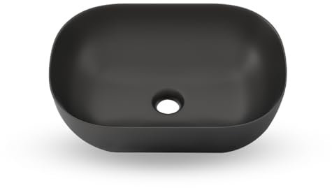 STARBATH PLUS Keramik Aufsatzwaschbecken Oval Waschschale Handwaschbecken (46 x 33 x 13 cm, Schwaz)
