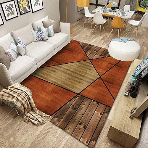 AU-SHTANG Alfombra Juegos Alfombra de diseño de patrón de Mosaico Irregular geométrico, Alfombra roja, Alfombra de rastreo Simple, Alfombra de fácil Cuidado alfombras para Cocina -Rojo_Los 200x3