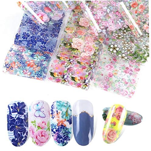 10pcs Girls' Nagel-folien-aufkleber Aufkleber-set Für Die Nägel Blumen Schnell Art Film Blumen Nail Wraps Transferfolie Maniküre