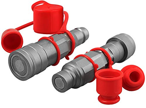 OKBA Hydraulische Schnellkupplungsadapter-Set mit Staubkappen, flach, ISO 16028 auf Ag ISO 5675 Pioneer Stil