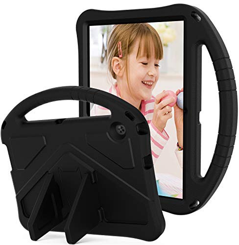 WHWOLF Étui Coque Huawei MediaPad T3 10 (9.6) Housse de Protection Tablette avec Support & Poignée EVA Légère Antichoc Cas d'enfants Durable -Noir