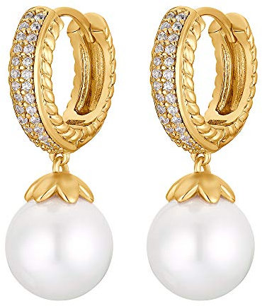 Heideman Ohrringe Damen Jil goldfarbend aus Edelstahl gold farbend matt Ohrschmuck für Frauen mit Perle weiss