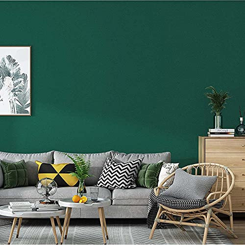 Modern Simplicity Plain Non-Woven Bedroom Living Room Sofa Background Non-Pasted Dark Green Wallpaper Roll 1.73' W x 32.8' L