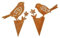 4 STK Stecker Rost Farben Vögel 10cm Metallstecker Rostdeko Gartendeko Metall Vogel Set Garten Dekoration Gesteckdeko