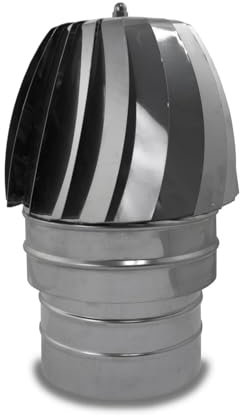 CAEXVEN Sombrerete Aspirador Giratorio en Acero Inoxidable - Serie Lisa y Helicoidal - 150 mm