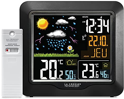 La Crosse Technology - WS6820 Station Météo Radio-pilotée avec ÉCran LCD Coloré - Noir