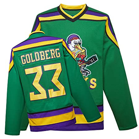 Mighty Ducks Jersey Movie Eishockey Trikot S-XXL Charlie Conway #96 Adam Banks #99 90S Hip Hop Kleidung für Party, #33 Grün, XL