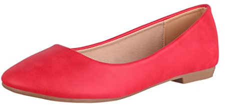 Elara Damen Ballerina Bequeme Slip Ons Flach Chunkyrayan Neu B3039H-BL Red 41
