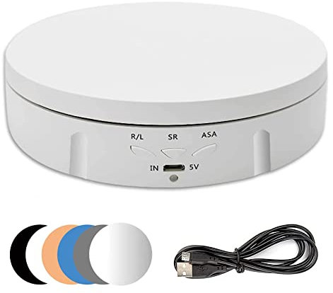 Drehteller elektrisch, 10KG 14,6 cm elektrischer 360-Grad-Drehteller für die Fotografie, mit Akku, 3 Geschwindigkeiten und Winkelverstellung zur Präsentation von Schmuck, Uhren, digitalen Produkten