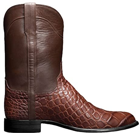 Stivali da Cowboy da Uomo Altezza Polpaccio Vintage Modello Coccodrillo Stivali Western Classici Antiscivolo Comode Stivali a metà Grandi Dimensioni 38-48 (Marrone,42)