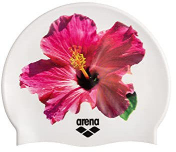 Arena Gorro de natación HD Unisex de Silicona elástica para Adultos, Equipo de Entrenamiento, Deportes acuáticos, Fitness, natación, protección contra el Cloro, Sombrero de Piscina, Flor Tropical,