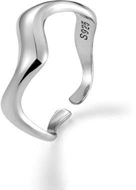 HGJH Ring Silber 925 Damen, Sterling Silber Ringe Frauen 925 Wellenform Verstellbare Ringe Einfach Glänzend Verstellbar Sterling Kleid Ringe Verlobungsring Geschenke Für Männer Mädchen Frau Ewigkeits