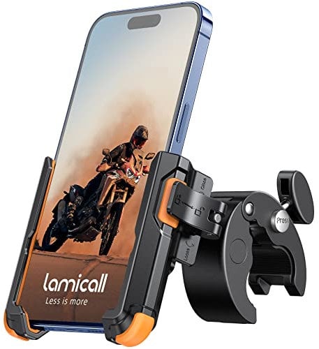 Lamicall Motorcycle Phone Holder for Filming - 【1s Quick Release】 Motorbike Phone Mount Universal Phone Holder Bike for iPhone 16 15 14 13 12 11 Pro Max Plus Mini, Xs XR, Samsung S23, 4.7-7” Cellphone