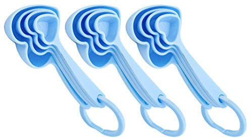 BESTonZON 12 Stück Herz Messlöffel Kunststoff Teelöffel Dessertlöffel Scoop Messbecher Liebe Kaffeelöffel Eiscreme Kuchenlöffel Für Valentinstag Dessert Vorspeise,Zufällige Farbe (Blau)