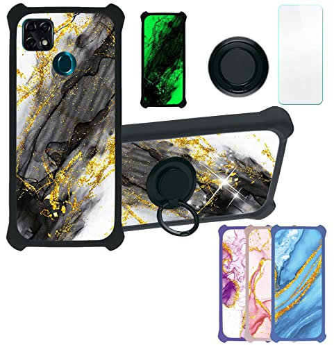 Aroepurt Hülle Für Zte Blade 10 SMART hülle Kompatibel mit Zte Blade 10 SMART Hülle Case Handyhülle Schutzhülle Cover [Mit 9H Härte HD Schutzfolie] PC + Silikon Ständer JSH-HDL