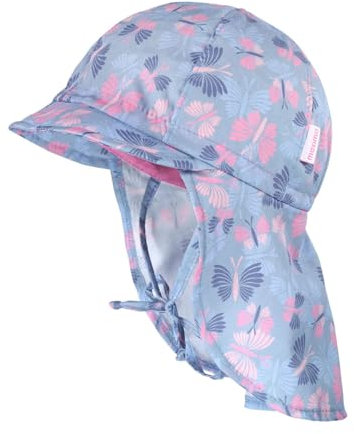 maximo Mini Girl-Schildmütze Nackenschutz, Bindeband, UV 50 Made in Germany 51 Flintstone-rosa-Schmetterling