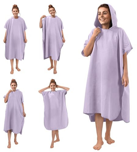 JEMIDI Poncho de bain - Peignoir de bain homme femmes manches courtes avec capuche en microfibre pour adultes - Sports aquatiques après douche plage