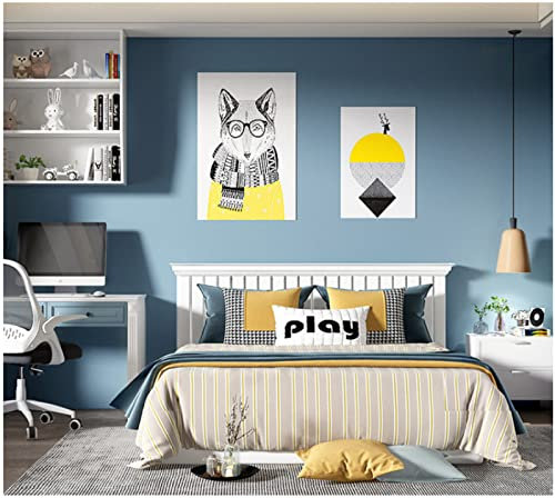 Navy Blue Wallpaper 0.53 m x 9.5 m Modern Minimalist Solid Color Non-Woven Wallpaper 3D Plain Colour Wallpaper Roll Decoration for Livingroom Bedroom Kitchen