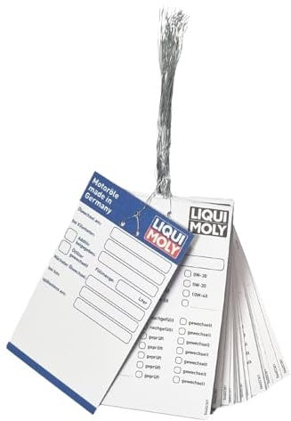 AutoPremiumTeile Premium Ölwechselanhänger mit Draht Ölanhänger Öl Service Anhänger Schilder Ölwechselzettel Ölwechselkarten Ölzettel Inspektionsanhänger KFZ (Liqui Moly, 50 Stück)