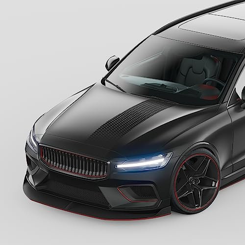 Finest Folia Rennstreifen Waben getauscht Auto Aufkleber 120x25cm für Motorhaube Motorrad Bus Sticker Kfz Zubehör Tuning Dekor Design Folie Racing KX081 (10 Schwarz Matt)