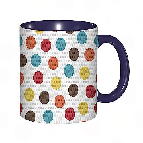 DHAEY Mug porcelaine fine Points colorés sur un fond uni |Mug humour pour collègue, amis, copains, frères et soeurs |Mug original avec