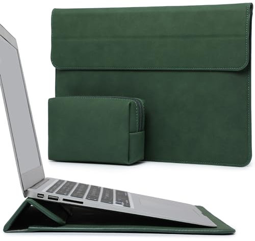 HYZUO 15 Zoll Laptop-Hülle mit Ständer für MacBook Air 15 M4 A3241 M3 A3114 M2 A2941 2025-2023, 15“ Surface Laptop 7/6/5/4, MacBook Pro 15 A1990 A1707 2019-2016, mit Kleine Tasche, Mitternacht Grün