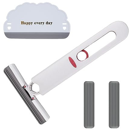 1 mini fregona de escritorio con 2 cabezales de fregona de repuesto, 1 rasqueta, fregona de limpieza de cristales, fregona seca para ventanas, suelos, paredes, mesa