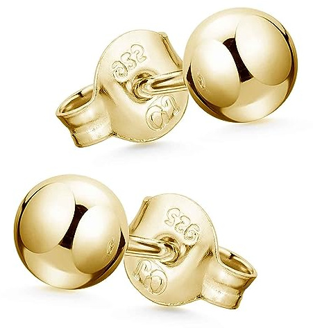 Materia Ohrstecker vergoldet Frauen - Kugel Ohrringe 925 Silber SO-346-6mm