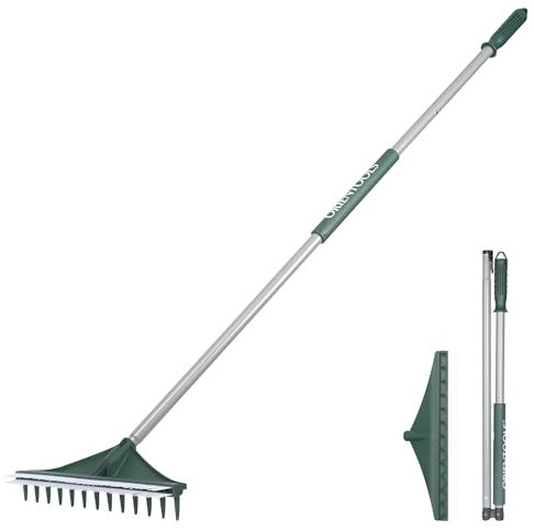 ORIENTOOLS Rastrillo de césped artificial 2 en 1
