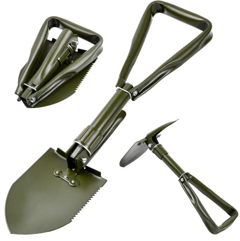 Pala Supervivencia Multifuncional, Resistente Pala Plegable de Acero al Carbono, Militar Accesorios Indispensable Se Puede Utilizar al Aire Libre (M Verde Marino)