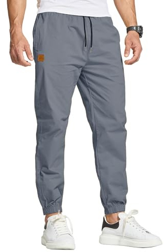 JustSun Pantaloni da Lavoro Uomo Cotone Cargo Casual Pantaloni Tuta Uomo Pantaloni Jogging Slim Fit con Tasche