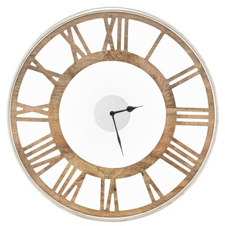 COSTWAY große Wanduhr ohne Tickgeräusche, Funkuhr Vintage für Wohnzimmer, Büro, Schlafzimmer (40 x 40 x 5 cm)
