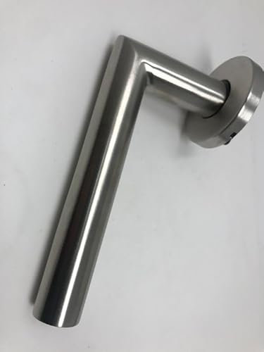 Bayram Türbeschlag 22 mm Dick Edelstahl Türgriff Gehrung Drückerpaar Zimmertür - L-Form Türklinke | Türdrücker für Rosetten-Garnituren zum Nachrüsten | Edelstahl matt Türgriffe ohne Drückerstift