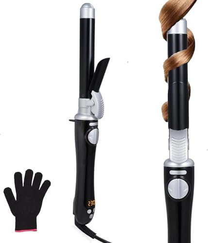 360° Rotierender Lockenstab Automatischer, 35mm Lockenstab Große Locken, Professionell Lockenstab, Auto Haar Curler, 100-230℃ Lockenstäbe für Lange Haare,Hair Styling Tool, (Schwarz)