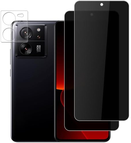 Vsjnk Verre trempé pour Xiaomi Mi 13T / 13T Pro 5G Protection D'écran Anti-Espion,2 Pièces protector+1X protection appareil photo écran 9H Dureté Glass Sans Bulles Anti-Rayures pour Xiaomi Mi 13T