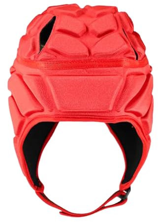 Perfeclan Rugby Helm Kinder, Gepolsterte Kopfbedeckung Rugby Helm Fußball Scrum Cap, Ultraleichter Rugby Kopfschutz Fußball Kopfbedeckung, Rot-55cm