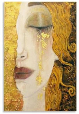 HDMMXEN Gustav Klimt Peintures : Larmes dorées, affiche d'art sur toile, décoration murale moderne pour chambre à coucher, œuvre d'art 60 x 90 cm