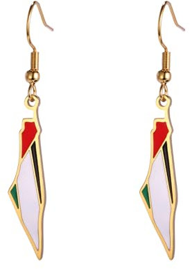 Palestine Dangle Drop Earrings for Women Palestine Map Country Flag Print Earrings Bring Them Home Now Patriotic Jewelry Judaica Gift (gold)