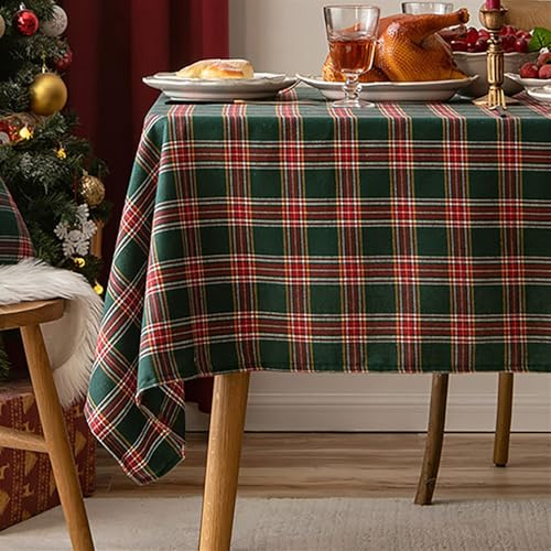 Heavyoff Nappe de Table Nappe Rectangulaire, Nappe à Carreaux | Protection de Table pour Noël, Cuisine, Salle à Manger, vert, 140x220cm
