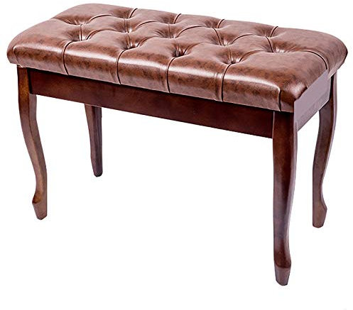 VAYEODEYU Klavierbank, Leder-Klavierbank, Doppel-Klavierhocker, Klavierbank mit Pu-Leder, Holz-Klavierbank-Hocker mit Stauraum, Pu-Kissen, Aufbewahrungsfunktion(Brown 2)
