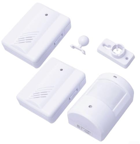 Eawfgtuw Smart Sensor Alarm Wireless Doorbell Set with Infrared Motion Detector 150m Range 120° Angle Weatherproof for Home Security Apartment Driveway Backyard 1 Transmitter 2 Receivers