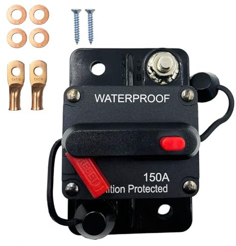 SPTSSWET Car Circuit Breaker 12V-48V Car Audio Waterproof Protection Switchable Power Reset Inline Fuse Thermal for Car Boat Audio Solar Inverter System Protection Heavy Truck Marin RV Troller (150A)